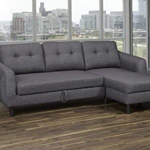 K LIVING Katie Linen Fabric Sofa Bed Sectional in Beige